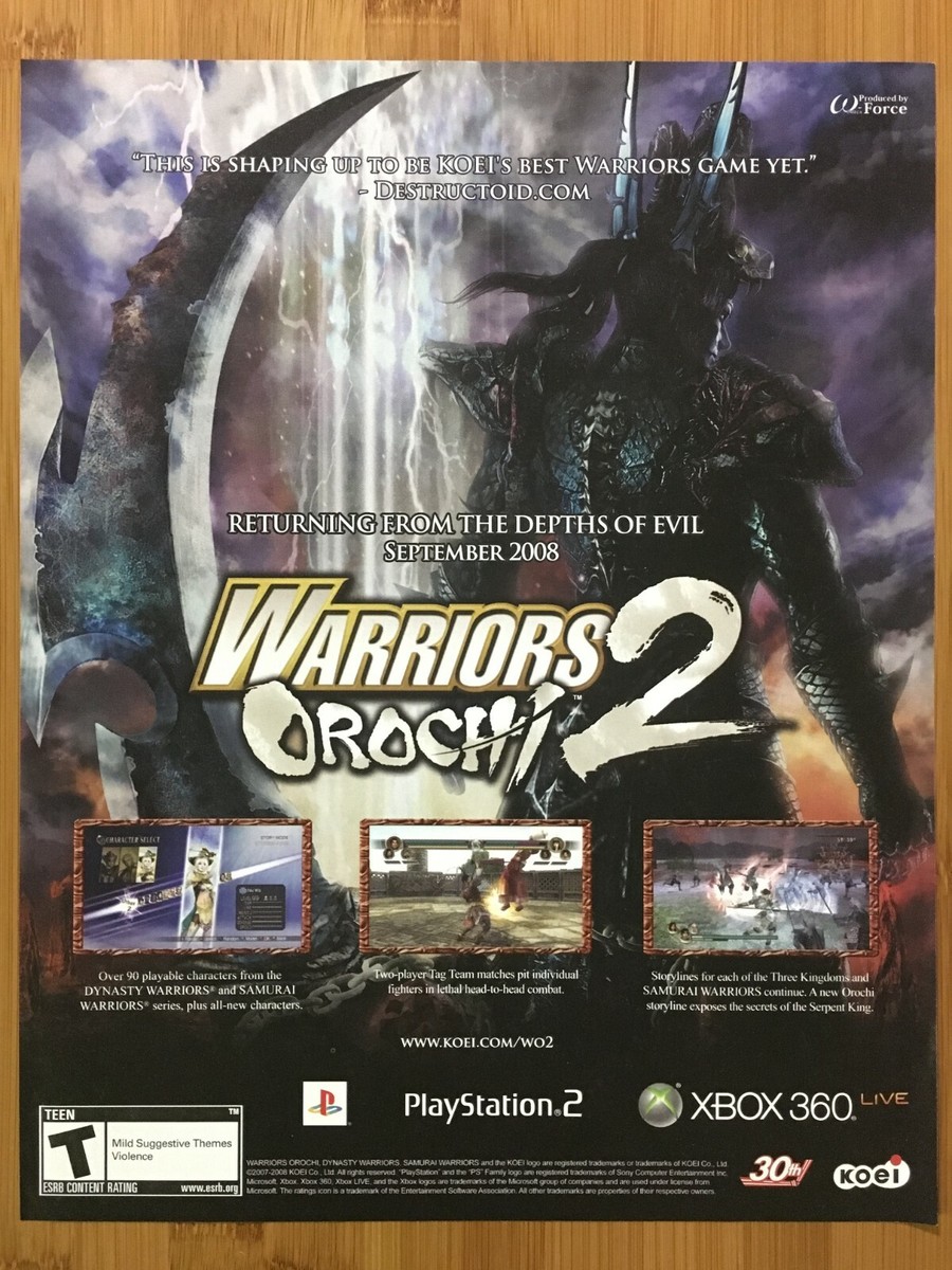 Warriors Orochi 2 PS2 Xbox 360 PSP 2007 Print Ad/Poster Official