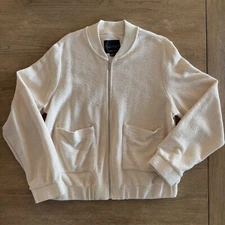 Sanctuary Casey Knit Zip Bomber Jacket-Almond Cream Color-Size XL $99-Sold out
