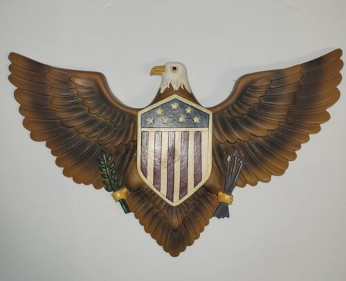 Vintage "Young" Patriotic American Eagle Wall Decor with Shield, Stars n Stripes - Picture 1 of 2