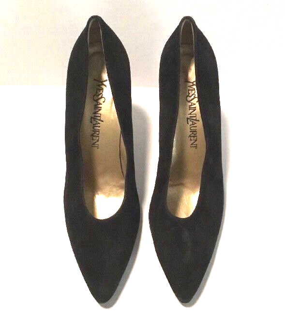 Yves Saint Laurent Classic Tacchi Pompa Nero Pelle scamosciata 7 5M 3" Tacco Made in Italy
