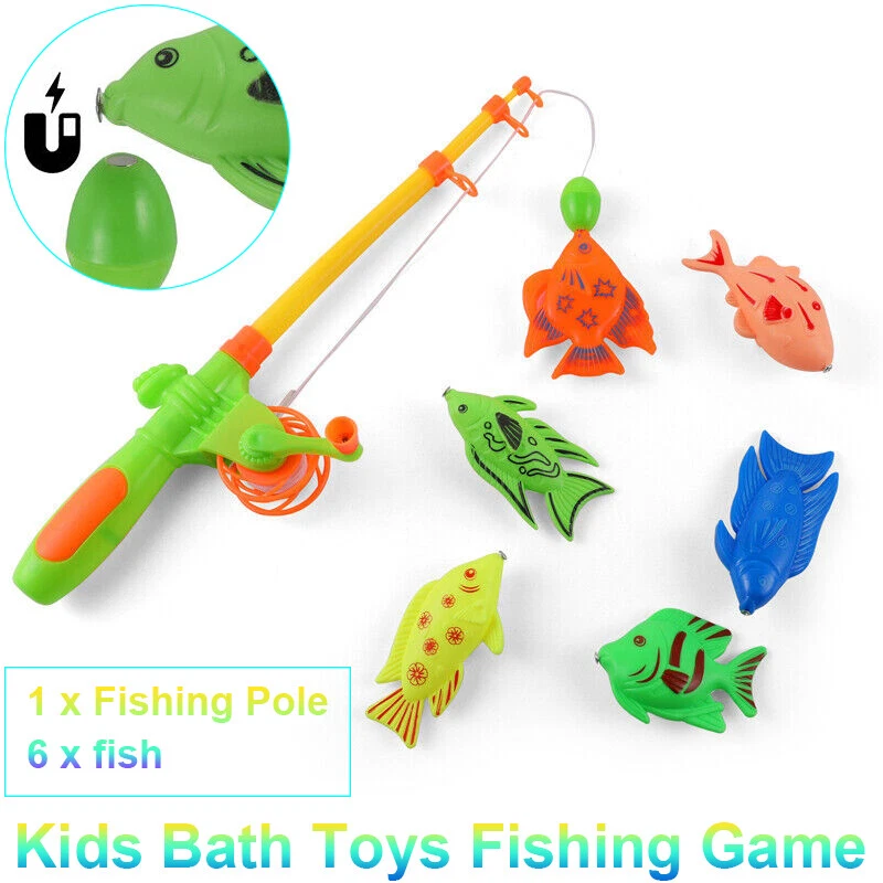 Kids Bath Toys Fishing Game Set W/ Magnetic Fish Baby Toddler Boys Girls  Gift