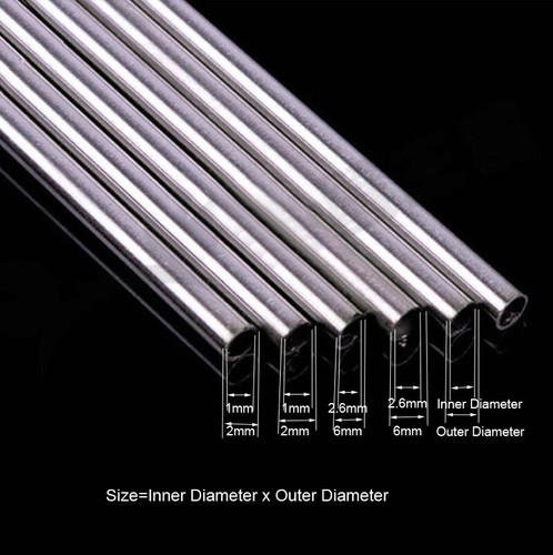Stainless Steel Round Tube/Pipe 100/200mm Long 1x2mm to 2.6x3mm For Model Toys - Picture 1 of 5