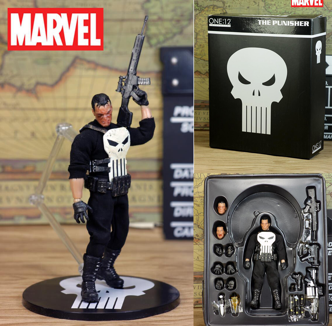 Mezco Marvel Punisher Frank Castle 1/12 Cloth Gown Action Figure 