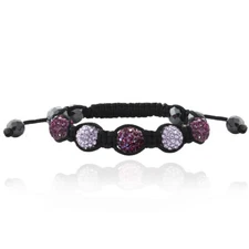 Multi Purple Crystal Fireball & Hematite 10mm Adustable Shamballa Bracelet