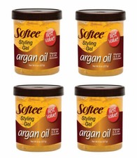 4X Softee Argan Oil Styling Gel Vitamins A, E, B5 Enrich Repair Protect Hair 8oz