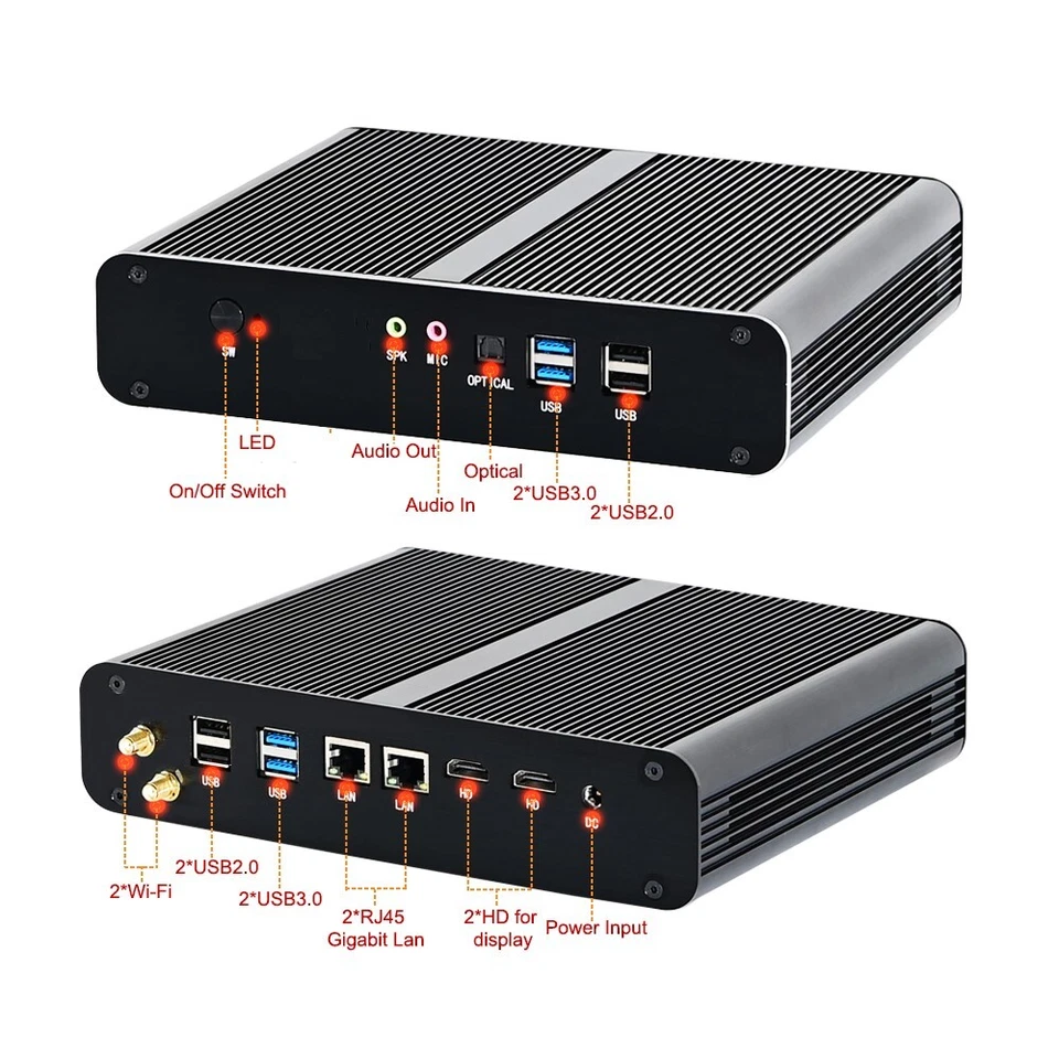 Intel i7-1065G7 Desktop PC Linux Ubuntu 22.04  2*LAN 2*HDMI 4K 16/32GB 512GB/1TB - Image 3 of 4