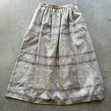 Vintage Evan Picone Ivory  Pink Plaid Worsted Wool Midi Skirt Size 8 Union Made