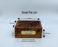 Memorial Wood Pet Cat or Dog Urn With Custom Plate Engraving