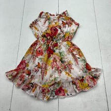 Zimmermann Multicolored Floral Print High Neck Ruffle Trim Dress Women's Size 6