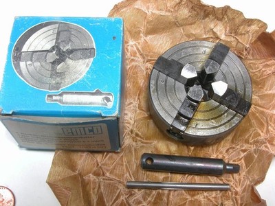 Emco Unimat 3 Mini Lathe 4-Jaw Chuck With Key M14 x 1 Thread Mount, New