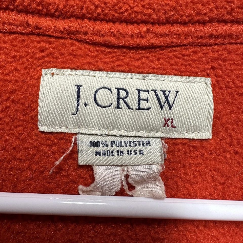 Vintage J Crew Sweater Men XL Orange Quarter Zip Fleece Pullover Made In USA 90s - Image 4 of 4