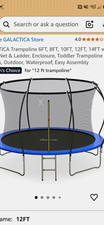 GALACTICA 12FT Round Spring Trampoline with Safety Net & Ladder