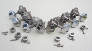 original 1960s WAVERLY metal button guitar tuner SET of SIX , ferrules screws
