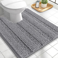 Thick Toilet Rugs U-Shaped 24X20, Extra Soft Absorbent Chenille Striped Contour