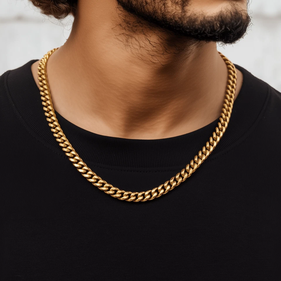 8mm Cuban Link Chain | 18K Gold Men's Necklace | Heavyweight - image 2 of 4