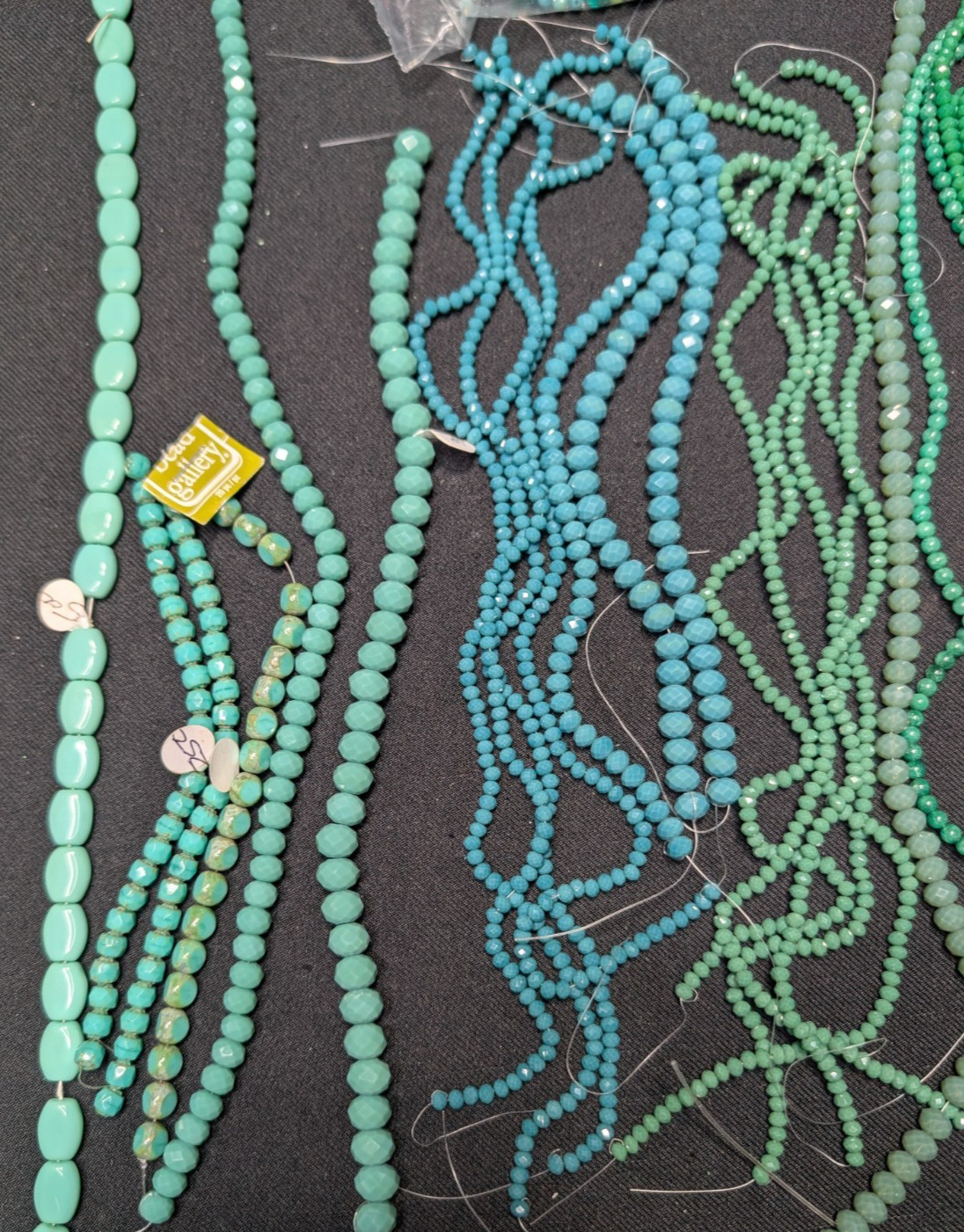 Green Blue Turquoise BEAD LOT 1.5lb+ 41 strands Glass Czech BULK Crystal Stone