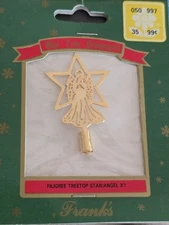 MIniature Tree Ornament Filigree Treetop Star Angel Dollhouse 1.75" GOLD Metal