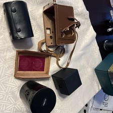 Lot of 4 Vintage Leather Camera Lens and Accessory Cases, New and Used