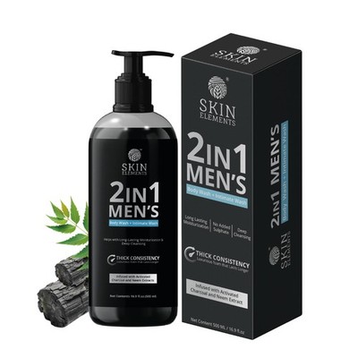 2-in-1 Body & Intimate Wash for Men | Deep Cleansing Charcoal Gel | 16.9 fl oz