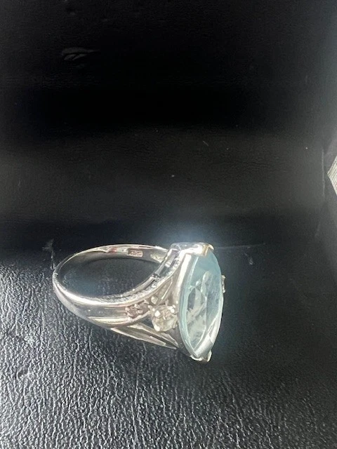 Anillo Topacio Azul Oro Blanco 14k Foto 2 de 2