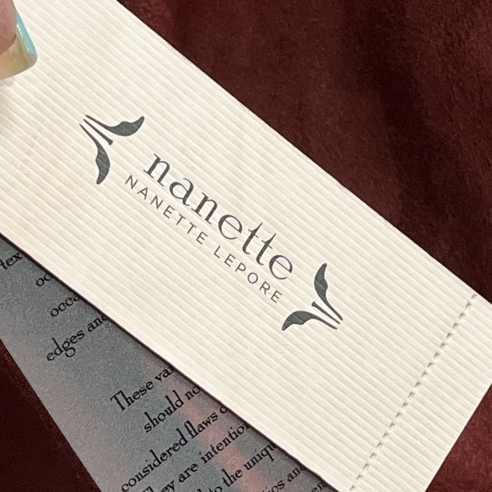 Chaqueta Nanette Lepore Mujer XL Vino Imitación Gamuza Blazer Largo Dorado Cremallera Oficina Foto 4 de 4