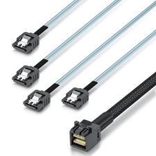 Internal Mini SAS HD SFF-8643 to 4xSATA Cable, with Sideband, Compatible with...