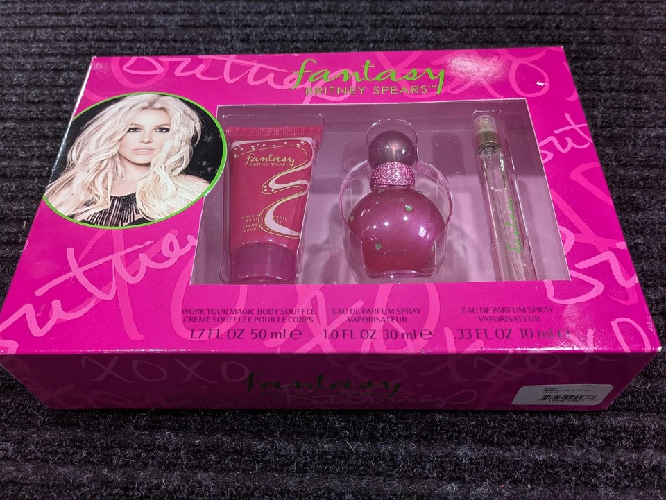 Britney Spears Fantasy Perfume Gift Set 3 Piece Women Spray Body Souffle New - Image 2 of 4