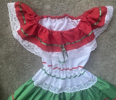 GIRLS MEXICAN FESTIVAL/CELEBRATION DRESS FOR DANCE OR COSTUME 'SIZE 12-FREE  SHIP | eBay