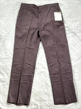 Haggar Mens Pants Wool Blend Scovill Zipper 38x32 USA Made Plum Heather NWT Vtg
