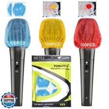 TENGYES 300 PCS (150 Pack) Microphone Hygiene Covers Disposable Non-Woven Han
