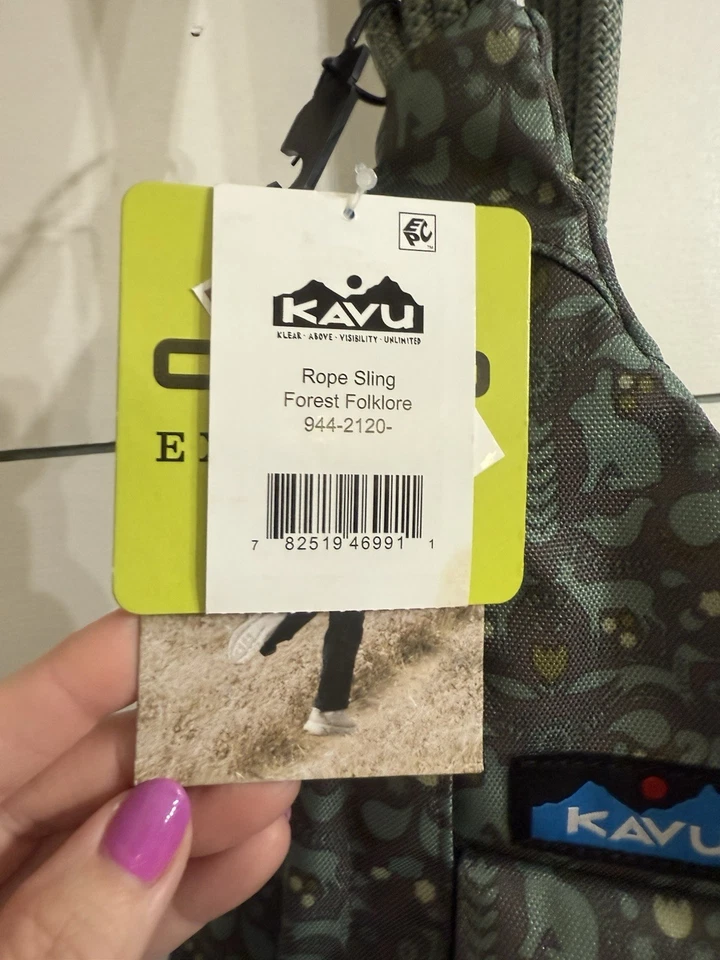 Bolso Bandolera Kavu Cuerda Eslinga Edición Especial Bosque Folclore Verde Animales Nuevo con Etiquetas Foto 4 de 4
