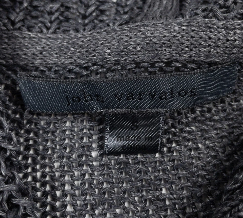 John Varvatos Linen Cardigan Men's Small Gray Knit Sweater Hooded Pockets Button - Image 2 of 4