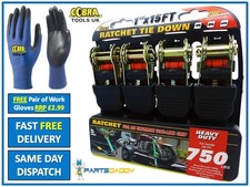 4 x Heavy Duty Ratchet Tie Down Straps 4.5Metre x 25mm Recovery Truck Trailer UK