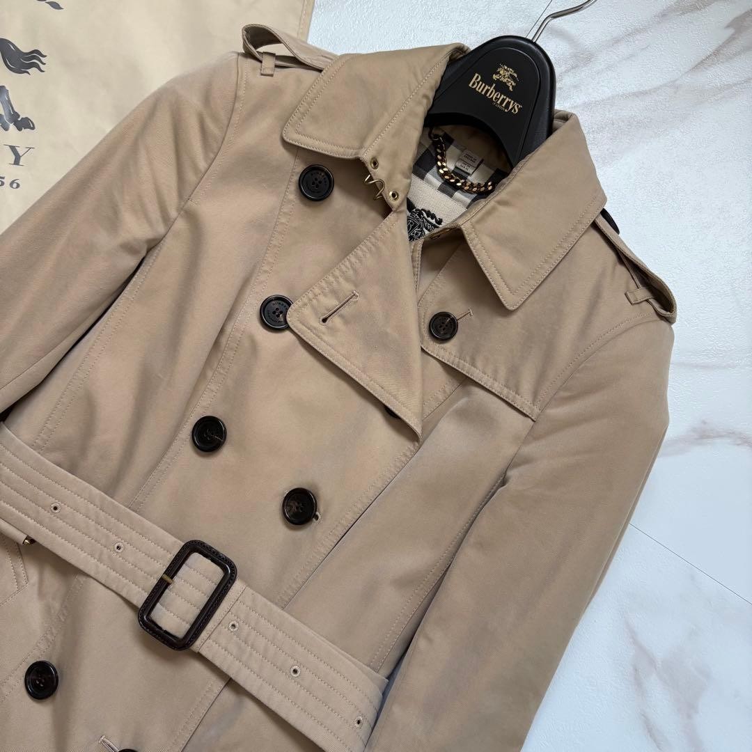 Burberry Trench Coat Beige Cotton With Check Pattern Size 36 For Women thumbnail 5