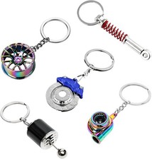 5 PCS Car Parts Model Key Chains, Metal Turbo Keychain Set, Trendy Shock-Absorbe