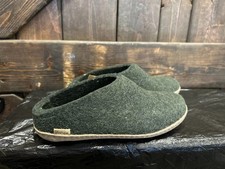 Glerups Slip on forest green Wool Slipper With Leather Bottom - EU Size 40