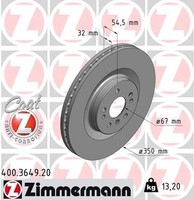 2X Zimmermann Bremsscheibe 400.3649.20 FüR MERCEDES-BENZ