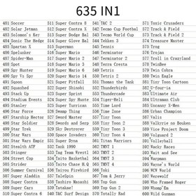 Cartridge Game Console 635 in 1 Multicart Classic Retro Games Collection NES