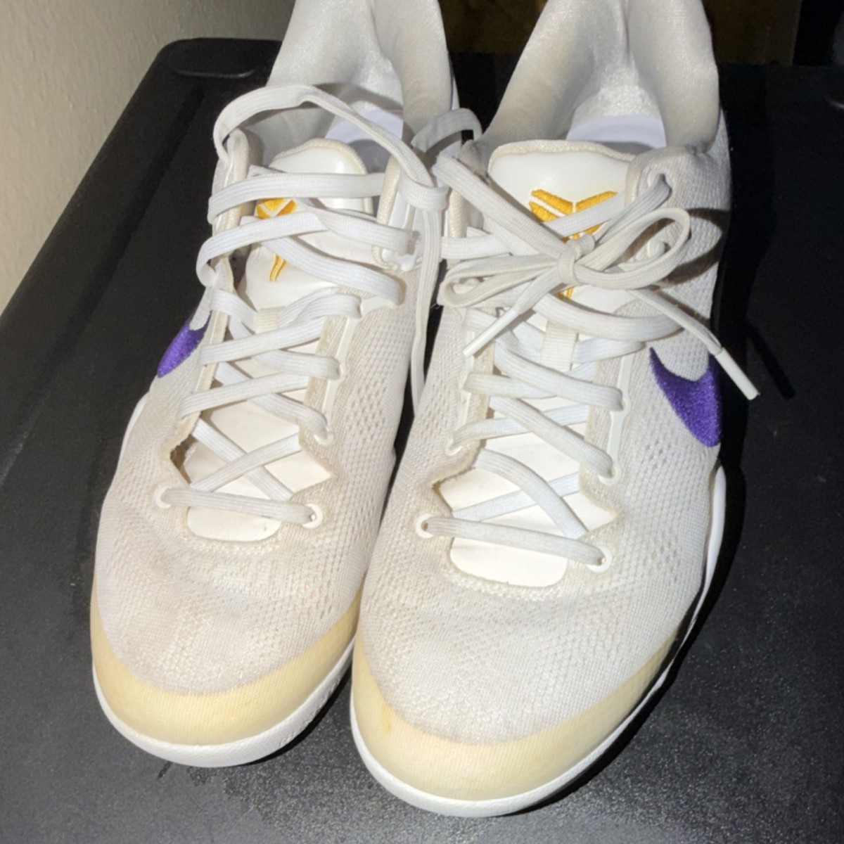 Nike Kobe 8 Protro Lakers Home White Purple Gold Mesh 