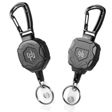 2 Pack Retractable Keychain Heavy Duty Carabiner Badge Holder, Tactical ID Ba...