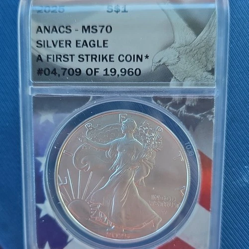 2025 Silver Eagle 1 oz U.S. Mint ANACS MS 70 First Strike American Coin