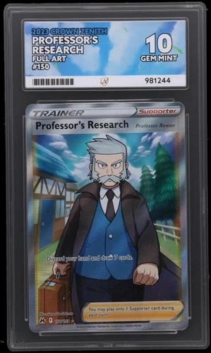 2023 Crown Zenith Professors Research 150/159 Full Art Ace 10 Mint Perfect Subs