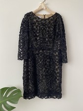 Oscar de La Renta Black Beaded Cocktail Dress Size 16