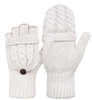 Winter Fingerless Gloves Mittens for Women Men Warm Wool Knitted Convertible ...