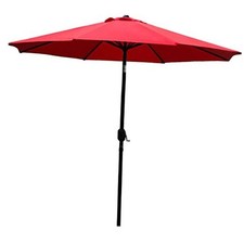 9' Patio Umbrella Outdoor Table Umbrella with 8 Sturdy Ribs  Red