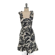 01564 NEW Who What Wear Batik Floral Dress Black White size Small bohemian