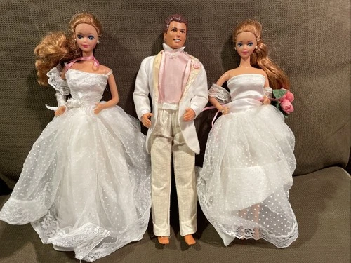 Lot Of 3 Vintage Mattel Wedding Day Barbie Doll Lot Vintage
