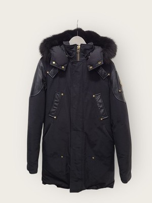 Elch Knuckles schwarze Pelz 14K vergoldet Leder Stahl wattierte Jacke 59804728