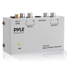 Pyle PP444 Compact Phono Turntable Preamp Converts to Line Level - Silver PP444