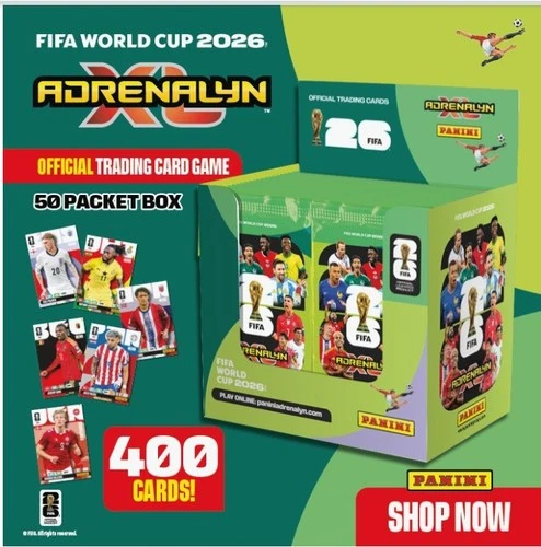 2026 Panini Adrenalyn FIFA World Cup Soccer 50 Pack Box (400 Cards)